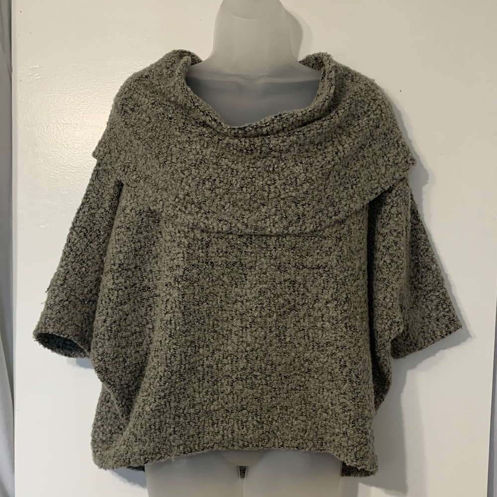 LOFT Textured Gray Poncho Sweater
